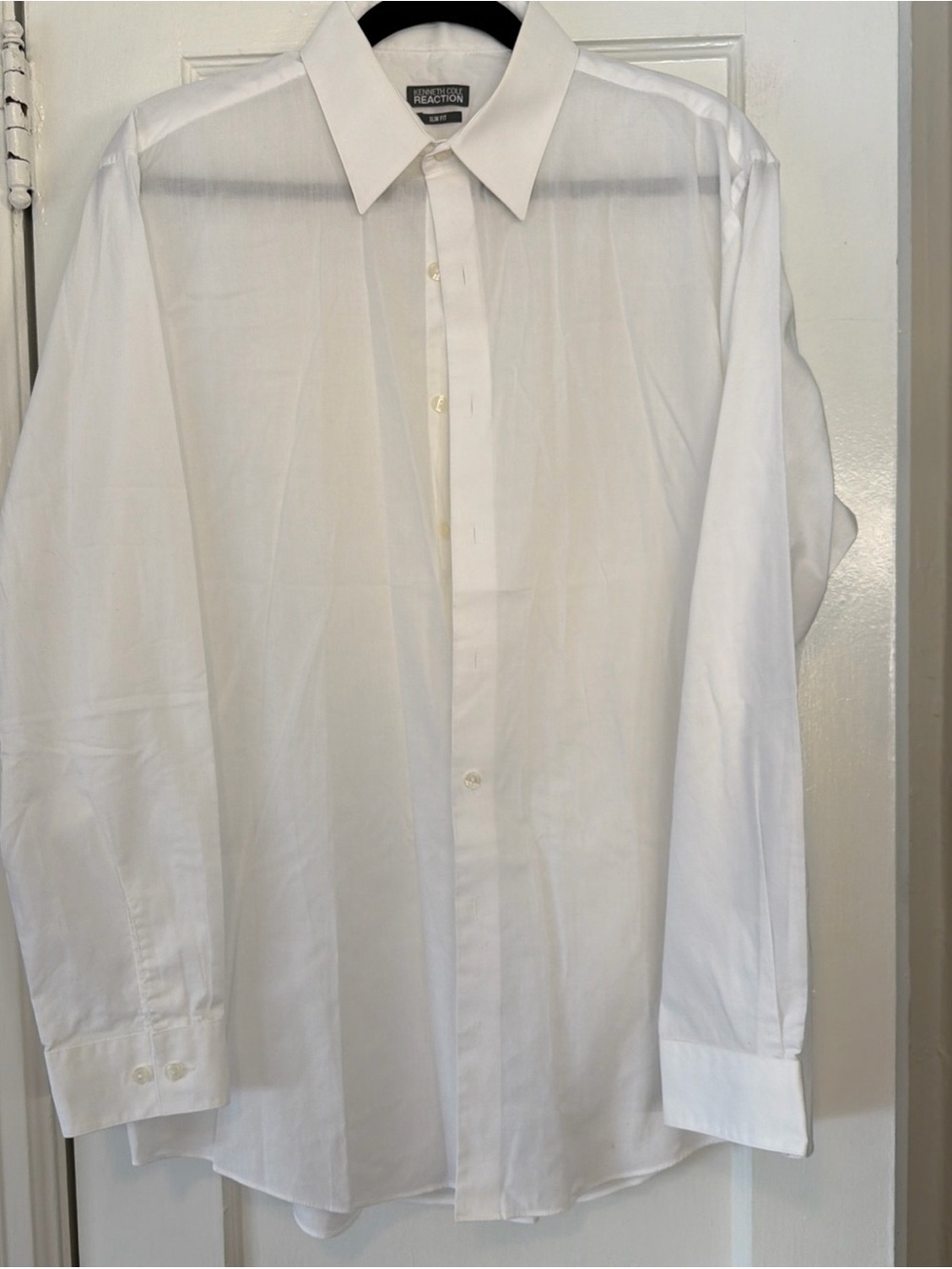 Kenneth Cole Reaction Men's White Long-Sleeve Dress Shirt Slim Fit 16.5 34-35